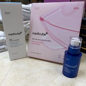 Medicube Zero Foam Cleaner,4 PDRN Pink Collagen Gel Mask & One Day Exosome Shot.